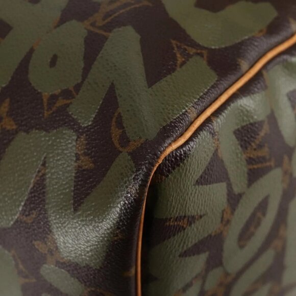 LOUIS VUITTON Monogram Graffiti Keepall 50 Boston Bag Khaki M92196 Auth 129961V - Picture 5 of 16